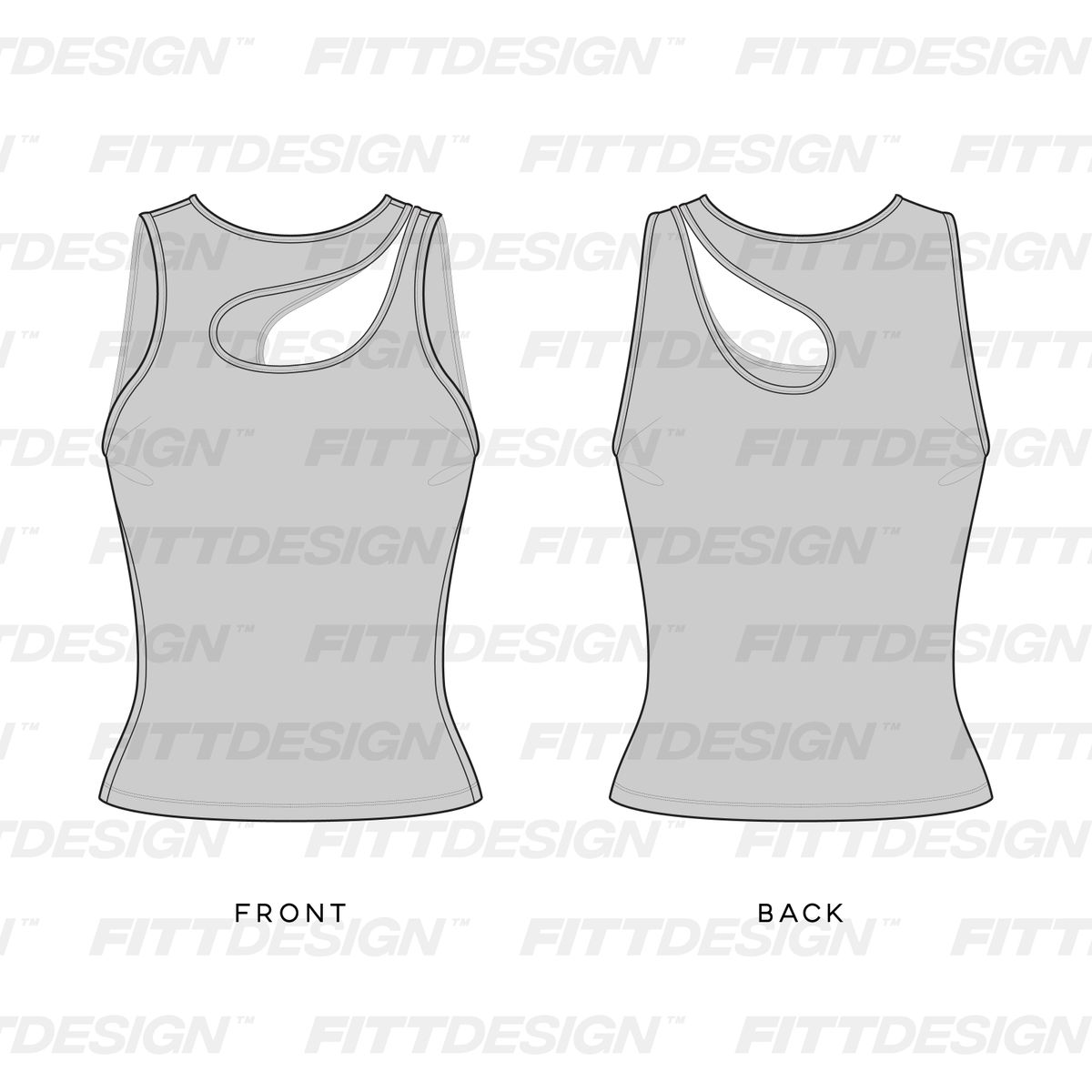 Ladies Asymmetric Ribbed Tank Top Tech Pack | TechPackTemplate | FittDesign