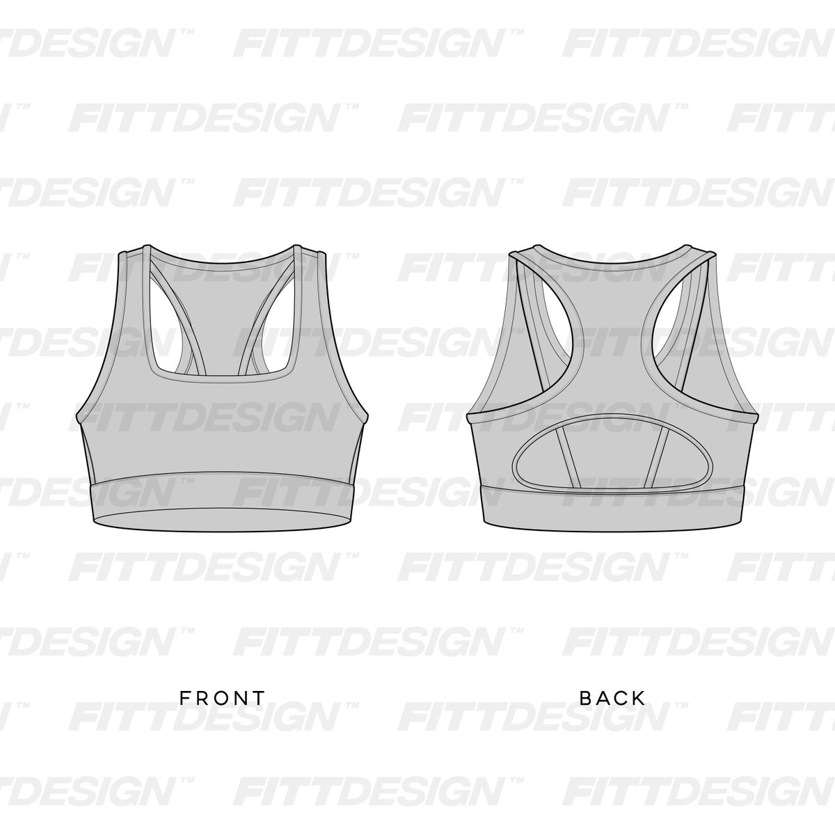 Ladies High Impact Back Cut Out Strappy Racer Back Sports Bra Tech Pack, TechPackTemplate