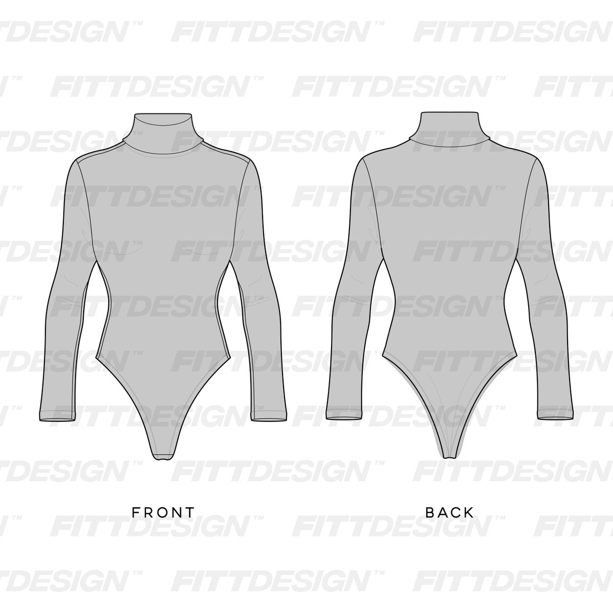 Ladies Ribbed Turtle Neck Knuckle Length Sleeve Bodysuit Tech Pack