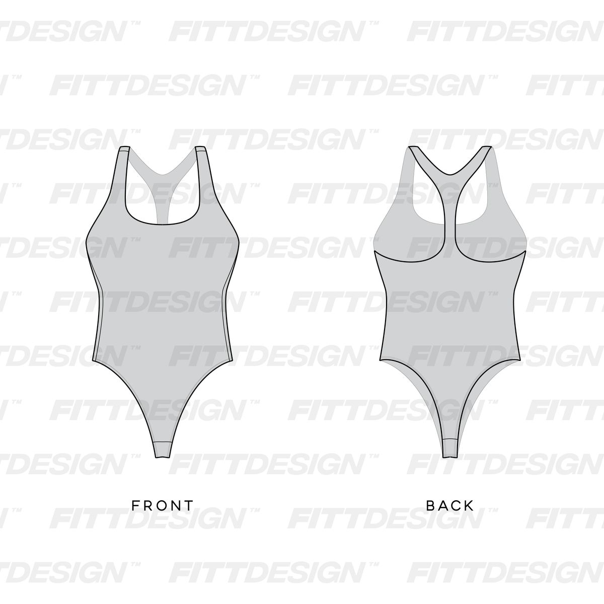 Ladies Rounded Neckline Racer Back Bodysuit Techpacktemplate Fittdesign