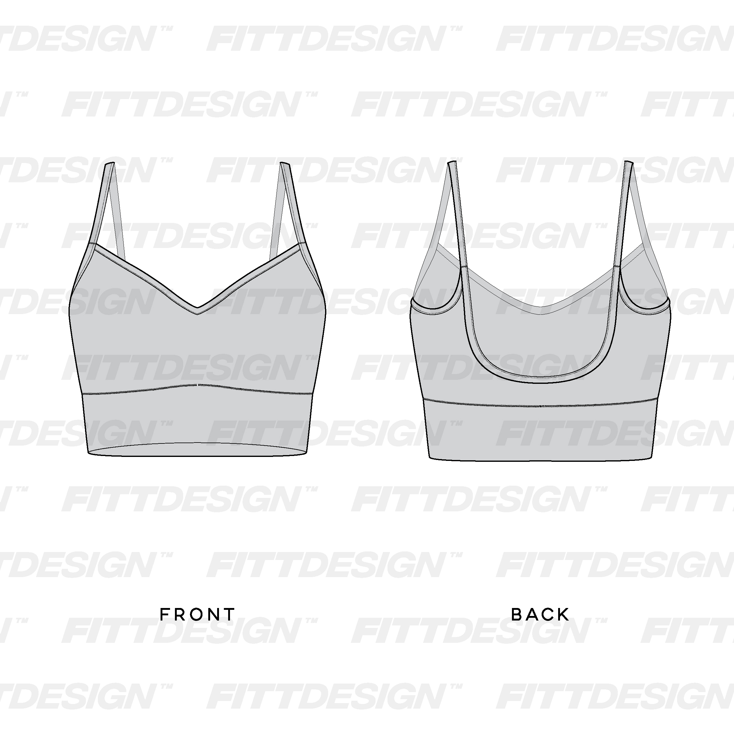 Ladies Sweetheart Neckline Strappy Sports Bra, TechPackTemplate