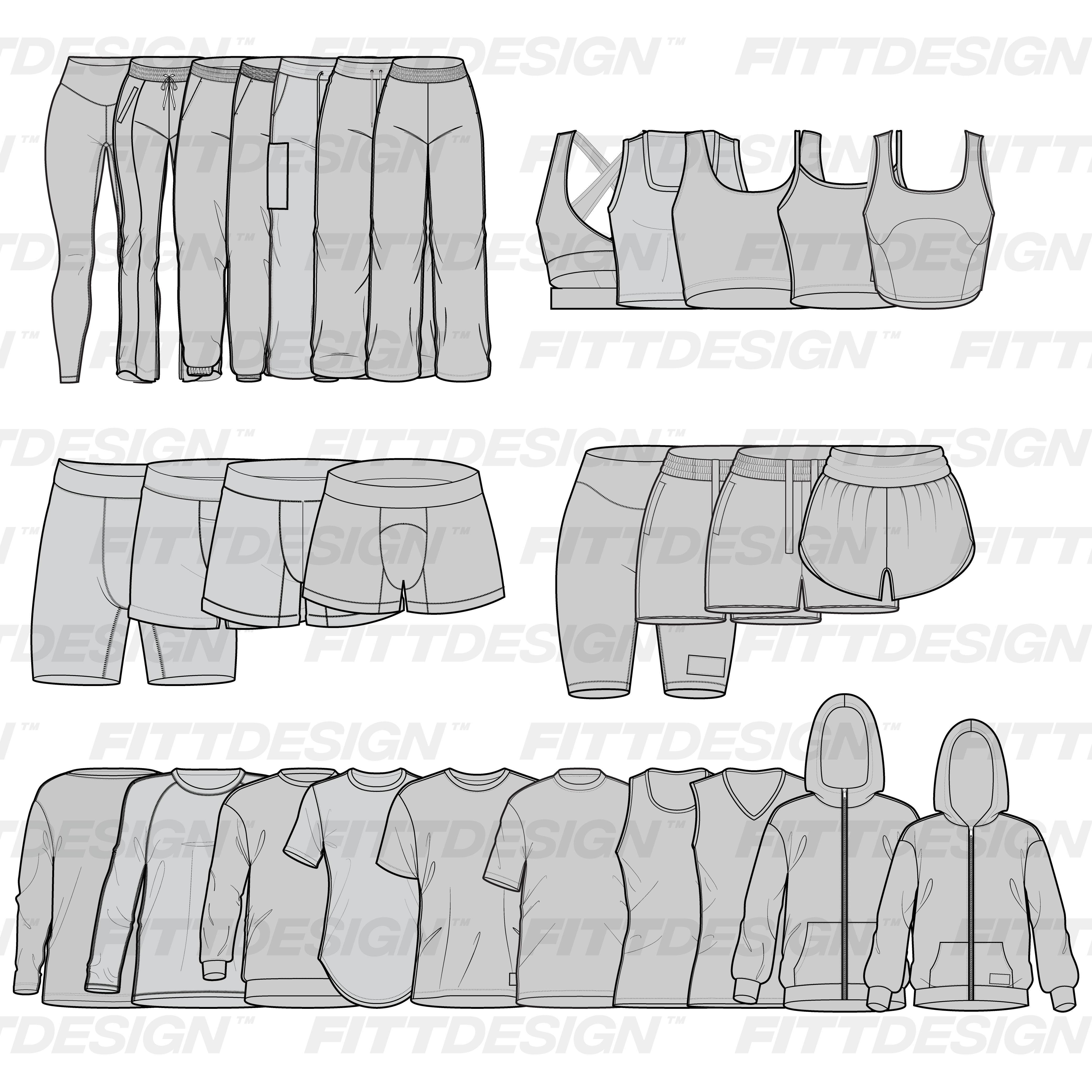Men's Underwear Vectors fashion Flat Sketch for Adobe Illustrator