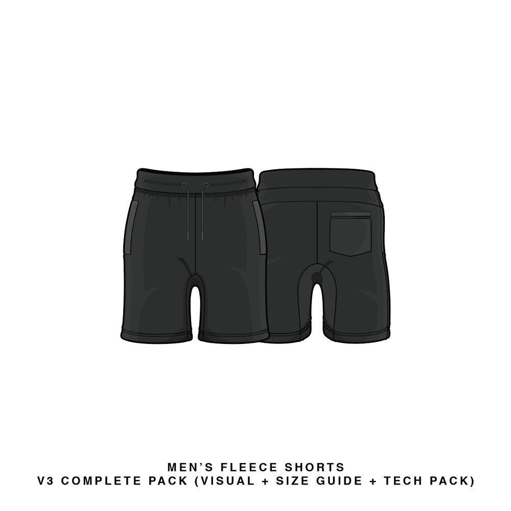 Download Fleece Shorts V3 Vector Template Mock Up & Tech Pack ...