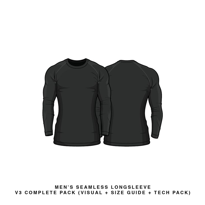 Download Men S Seamless Long Sleeve V3 Vector Template Mock Up Tech Pack Fittdesign