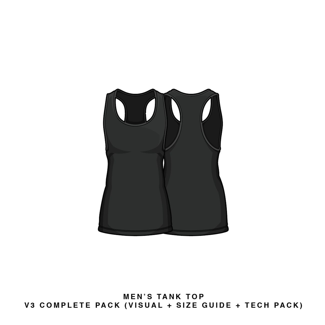 Download Men's Tank Top V3 Vector Template Mock Up & Tech Pack ...