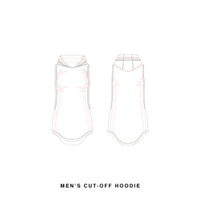 Download Men S Cut Off Hoodie Template Vector Template Mock Up Tech Pack Fittdesign