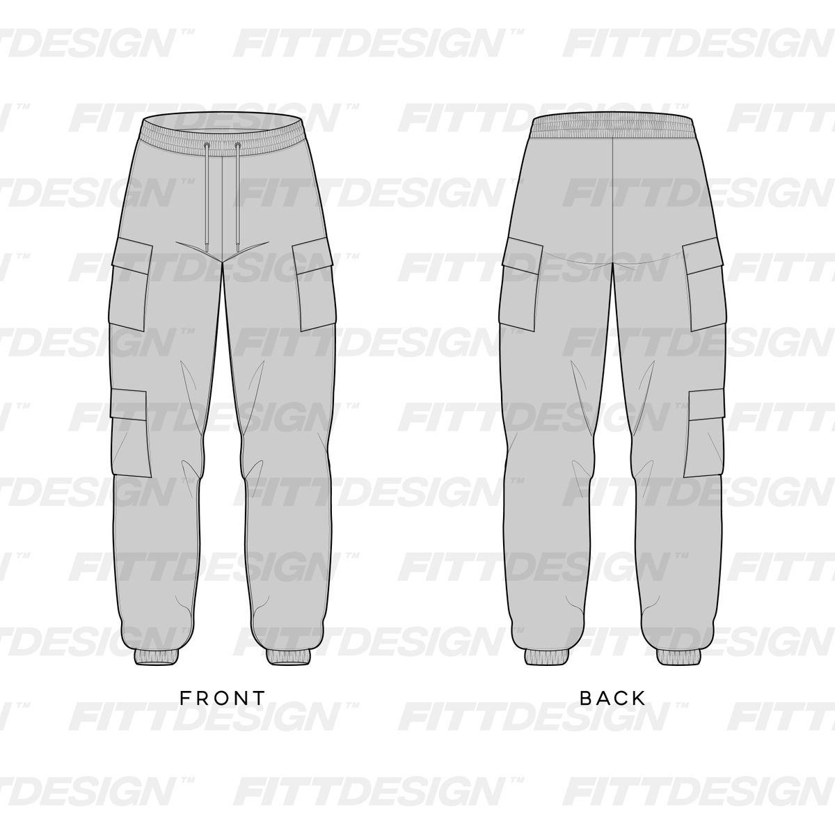 Ladies Cargo Patch Pocket Fleece Joggers | TechPackTemplate | FittDesign
