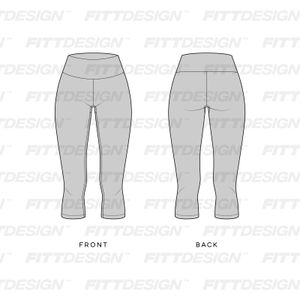 Ladies High Waisted 19 Inch Inseam Leggings | TechPackTemplate | FittDesign