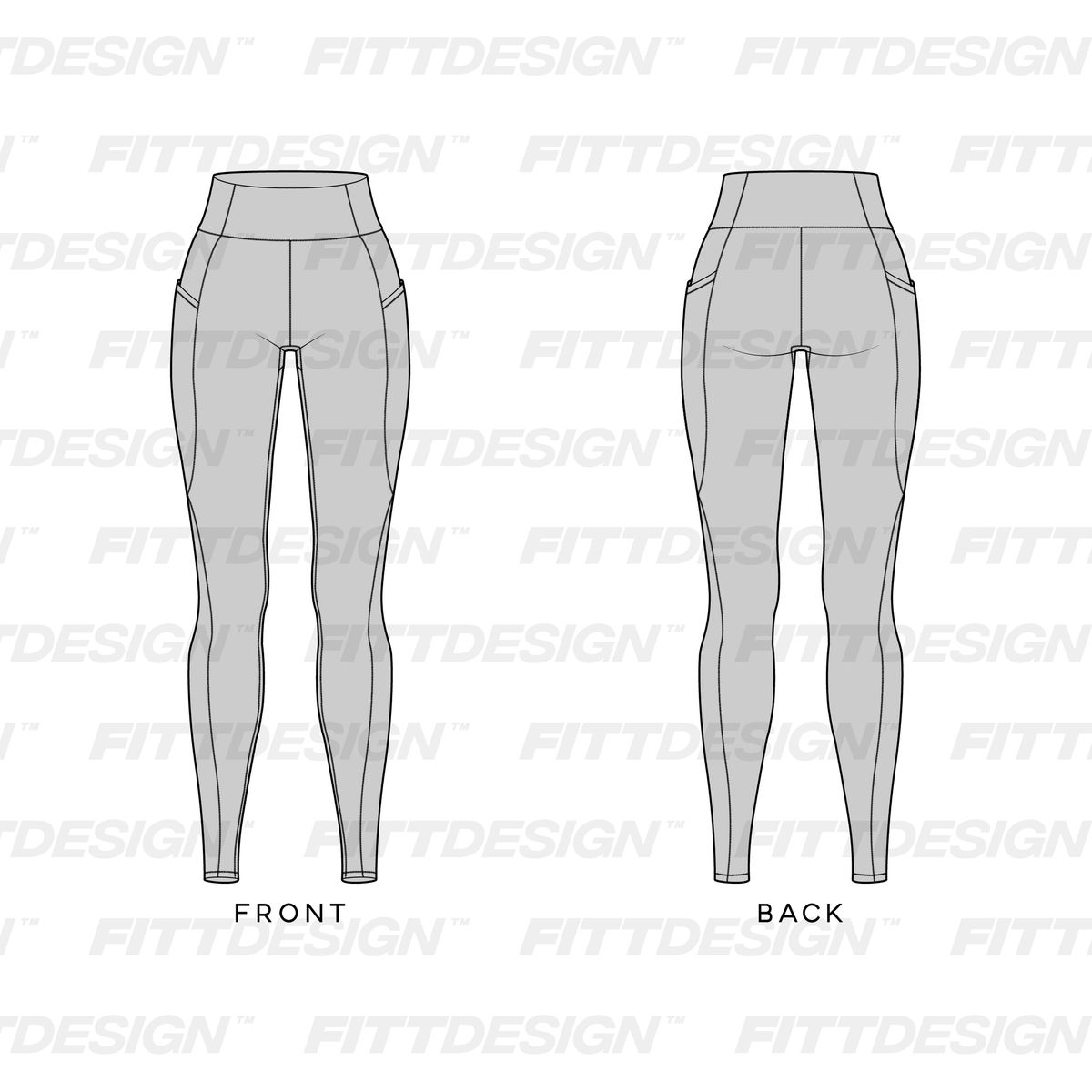 Template high waisted crossover flare legging Vector Image