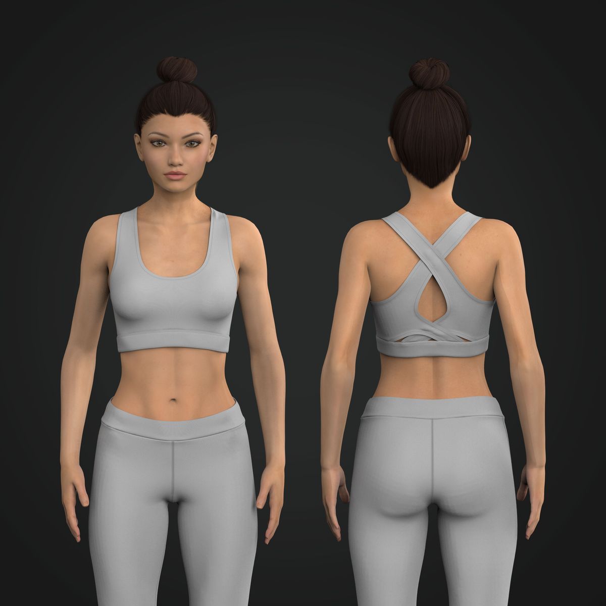 Ladies Overlapping Cross Back Sports Bra, TechPackTemplate