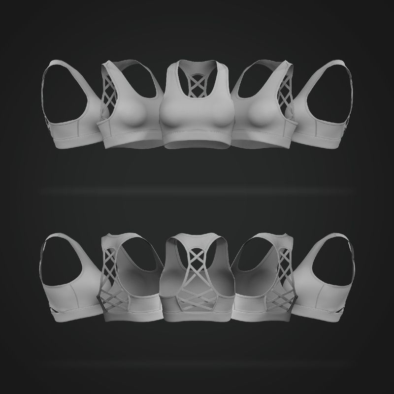 Ladies Racerback Cross Strap Sports Bra Vector Template Mock Up And Tech