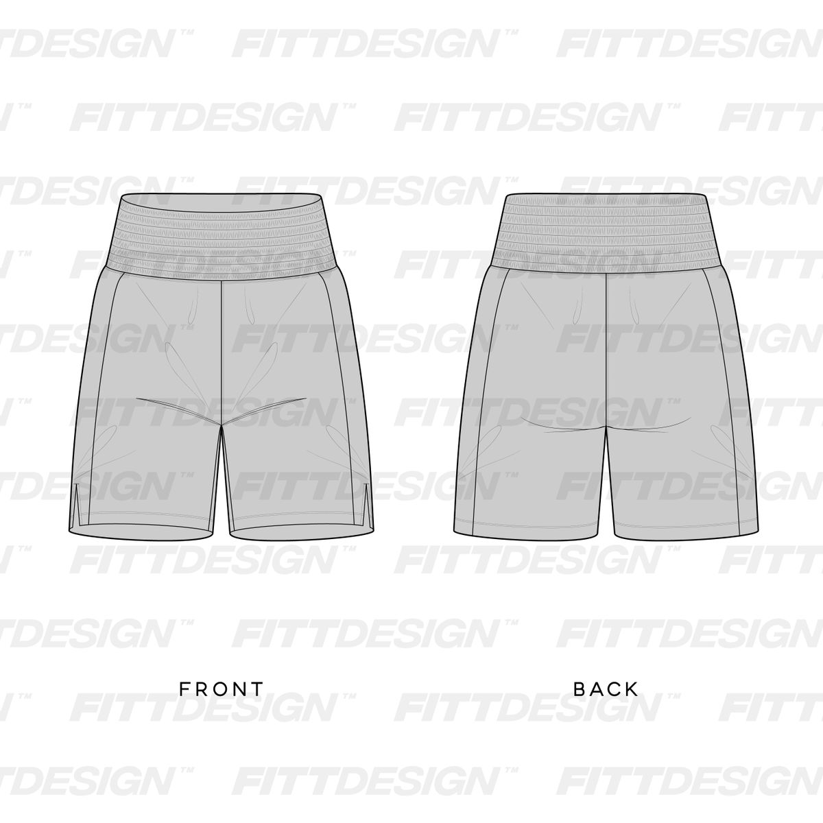 Mens 5.00 Inch Inseam Boxing Shorts Vector Template Mock Up & Tech Pack ...