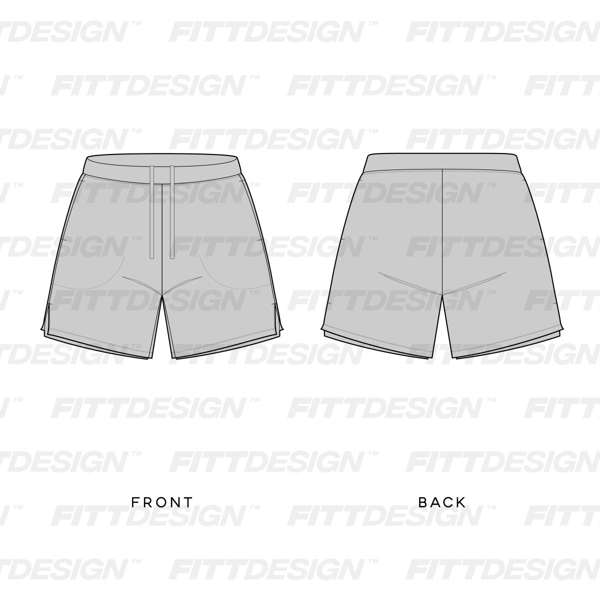 Mens 5.00 Inch Inseam Layered Shorts | TechPackTemplate | FittDesign