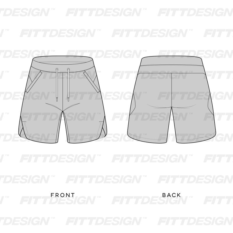 Mens 7 Inseam Overlapping Slit Tech Shorts Vector Template Mock Up ...