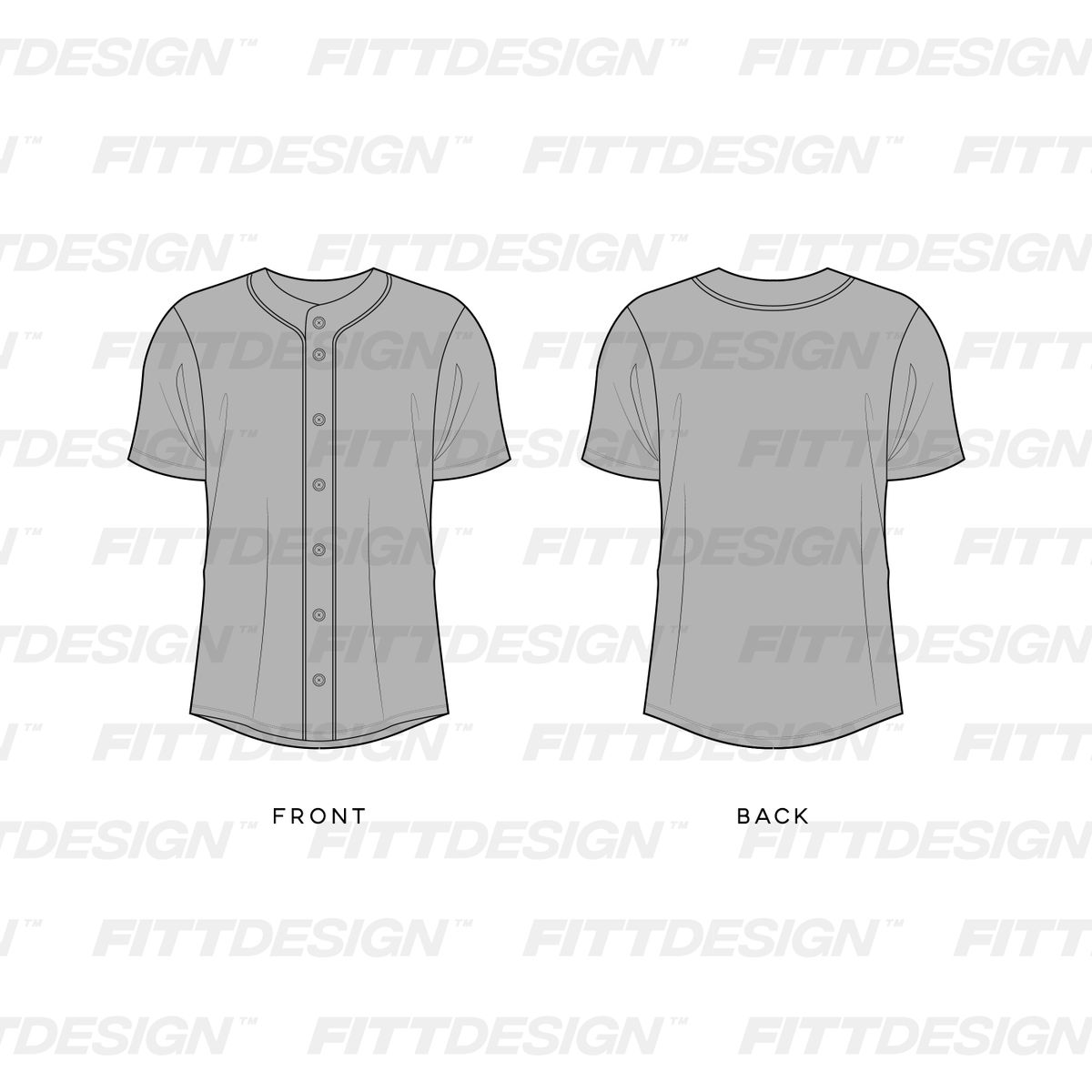 Mens Baseball Jersey Vector Template Mock Up & Tech Pack | FittDesign