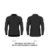 Download Mens Long Sleeve Raglan Quarter Zip T-Shirt Vector ...