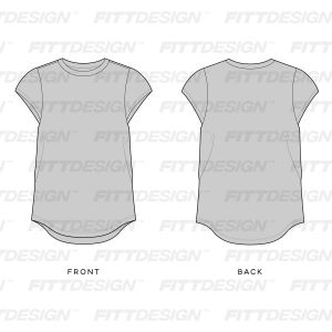 Mens Relaxed Cap Sleeve Tee Vector Template Mock Up & Tech Pack ...
