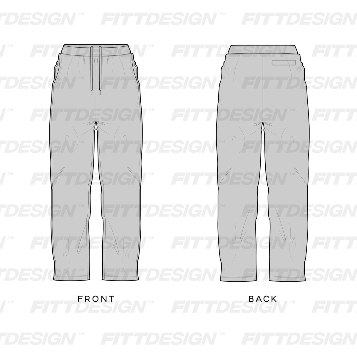 Mens Straight Cut Oversized Joggers Vector Template Mock Up & Tech Pack ...