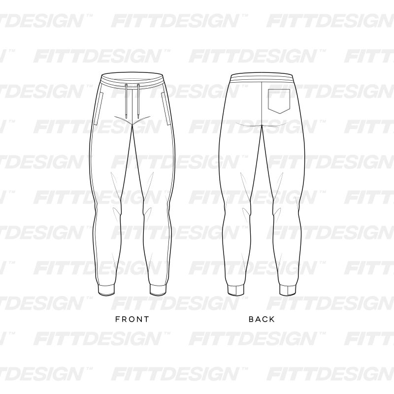 Mens Velcro Strap Cuff Joggers Vector Template Mock Up & Tech Pack ...
