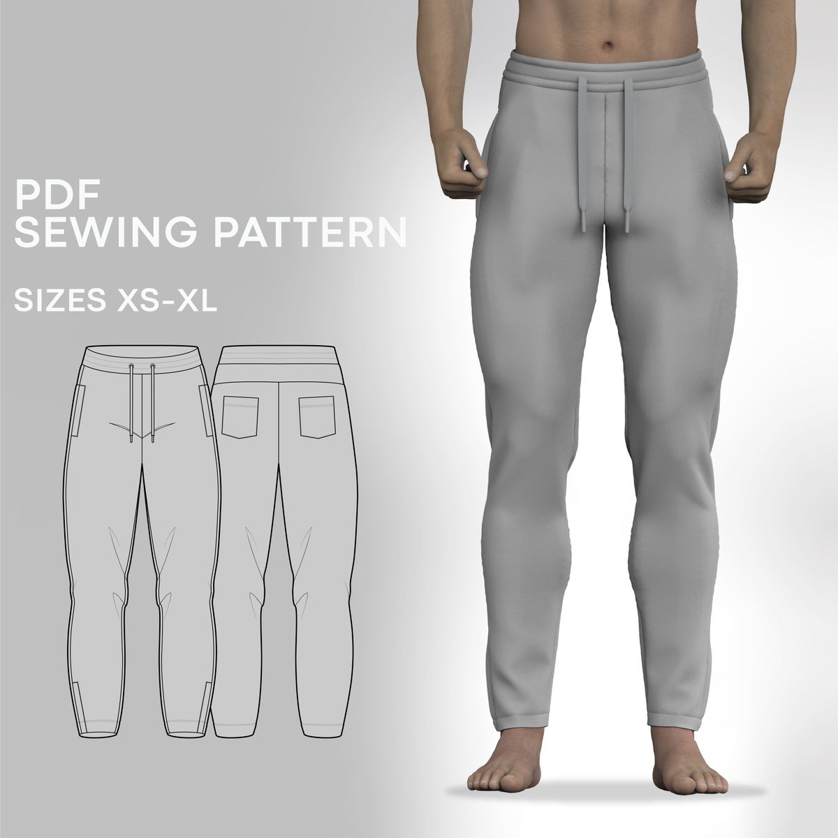 Women Sewing Pattern - Wide Leg Jogging Pants - PDF